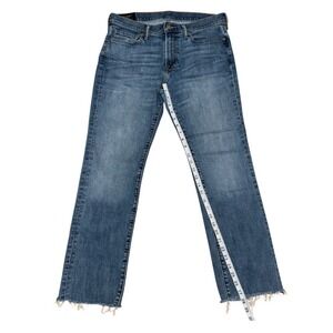 Abercrombie & Fitch Womens High Rise Kennan Straight Jeans Raw Hem Stretch 33x28